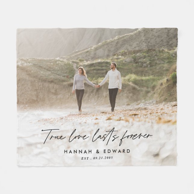 Manta Polar Foto de amor verdadero regalo personalizado mínimo (Frente (Horizontal))