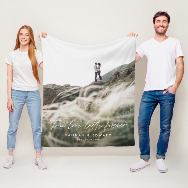Manta Polar Foto de amor verdadero regalo personalizado mínimo (In situ)