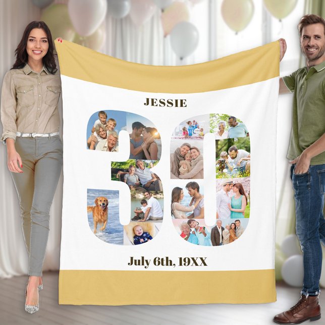 Manta Polar Foto de arena neutral de cumpleaños 30 en collage  (Subido por el creador)