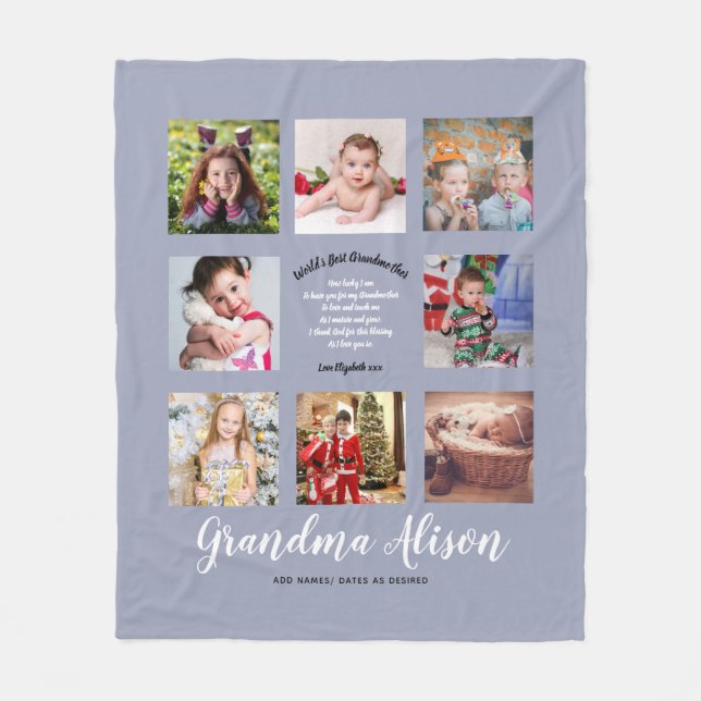 Manta Polar Foto de Blanket Abuma Poem Grandma Family Tree (Anverso)