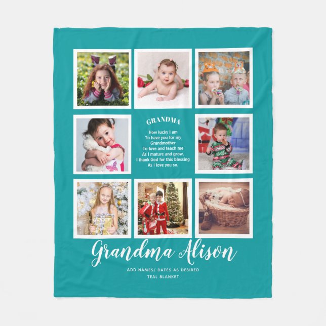 Manta Polar Foto de Blanket Abuma Poem Grandma Family Tree (Anverso)