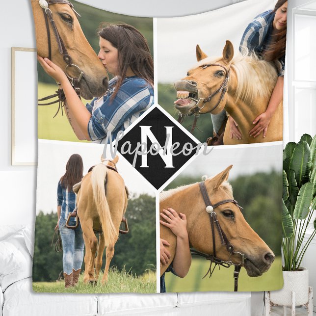 Manta Polar Foto de caballo Monograma Equine Horse Lover (Subido por el creador)