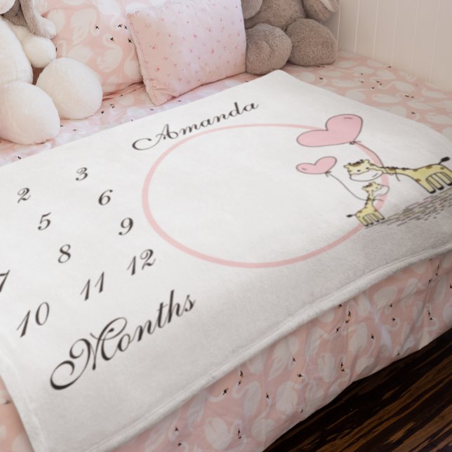 Manta Polar Foto de Giraffe rosa de hito infantil de recién na (Subido por el creador)