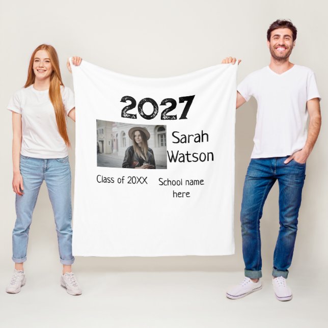 Manta Polar foto de graduación simple clásico añadir clase año (In situ)