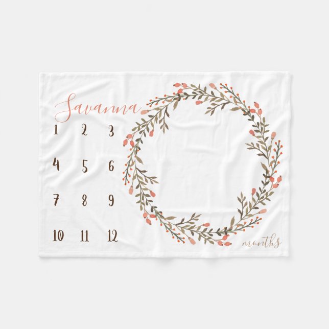 Manta Polar Foto de hito de la acuarela de Boho (Frente (Horizontal))