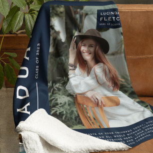 Manta Polar Foto de Keepsake y regalo de graduación azul de la