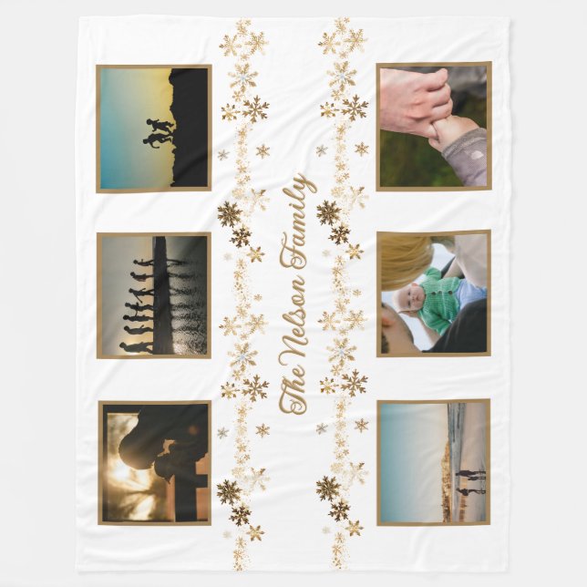 Manta Polar Foto de la familia del copo de nieve de oro minima (Anverso)