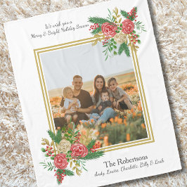 Manta Polar Foto de la familia floral de color de agua dulce y