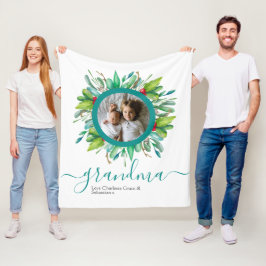 Manta Polar Foto de la guirnalda verde personalizada por navid