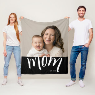 Manta Polar Foto de Mamá y Bebé Año de Creación Personalizado 