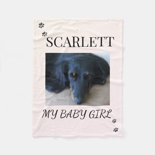 Manta Polar Foto de mascota con huella mínima (Anverso)