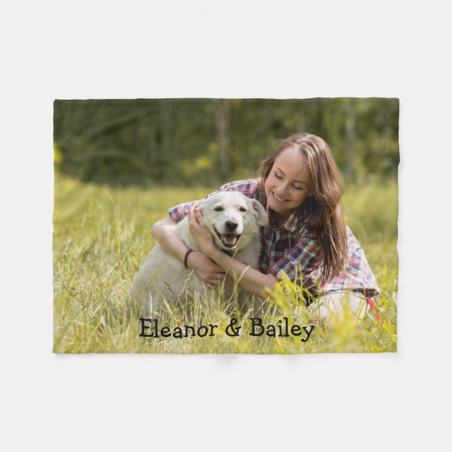 Manta Polar Foto de mascota moderna y divertida con monograma  (Frente (Horizontal))