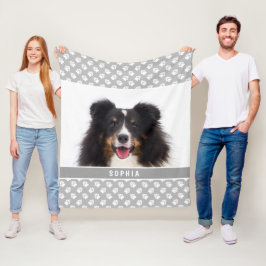 Manta Polar Foto de mascota personalizada con patas blancas so