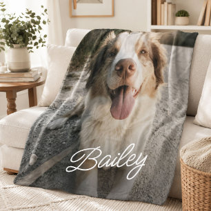 Manta Polar Foto de mascota personalizada Nombre del perro Man