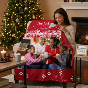 Manta Polar Foto de Navidad de Familia Negra Personalizada