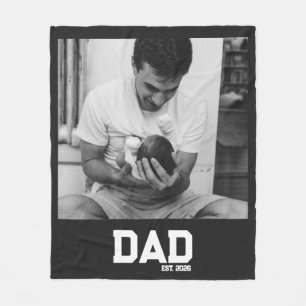 Manta Polar Foto de Papá en Blanco y Negro Año Día del Padre