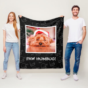 Manta Polar Foto de Paw Humbug del Mascota Navidades negros