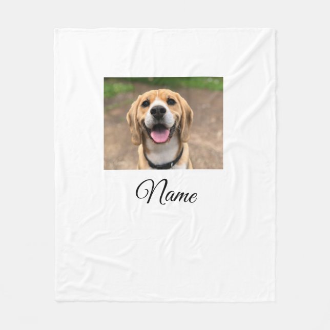 Manta Polar Foto de perro gato añadir nombre mascota personali (Anverso)