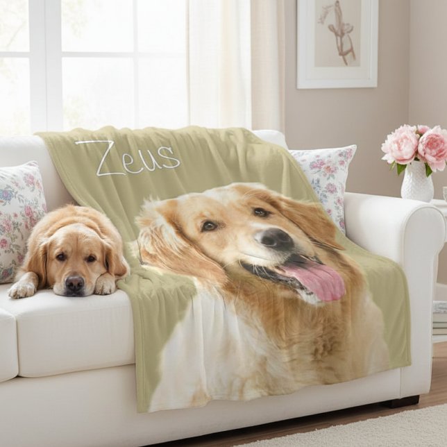 Manta Polar Foto de perro personalizada cara de perro (Custom Dog Face Personalized Pet Photo Fleece Blanket)