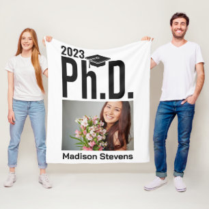 Manta Polar Foto de personalizado, nombre y año Ph.D.