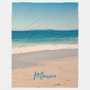 Manta Polar Foto de playa personalizada en aqua azul teal