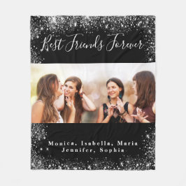 Manta Polar Foto de purpurina de plata negra para siempre de a