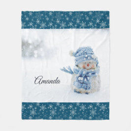 Manta Polar Foto de un muñeco de nieve en invierno - Navidades