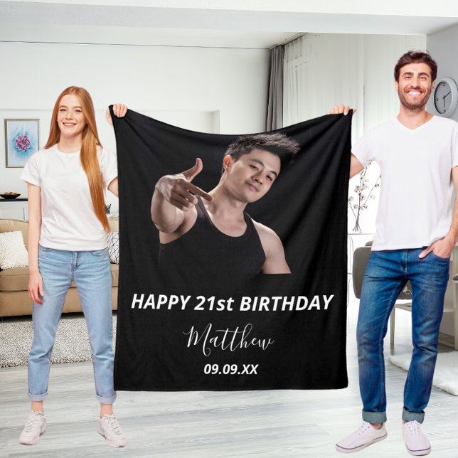 Manta Polar foto de un personalizado de cumpleaños blanco negr (Subido por el creador)