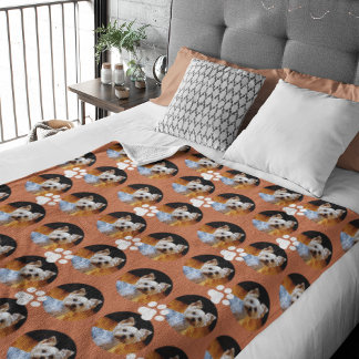 Manta Polar Foto Mascota moderna de Terracotta Paw Print Cute