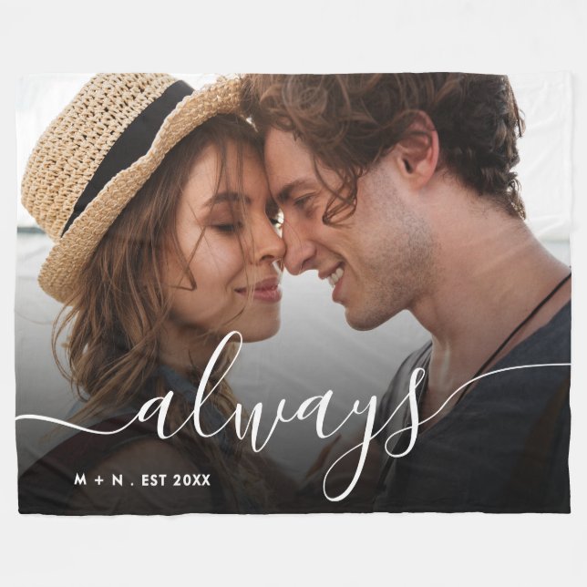 Manta Polar Foto moderna Guión Pareja Amor Siempre Familia (Frente (Horizontal))