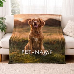 Manta Polar Foto personalizada con el nombre de tu perro