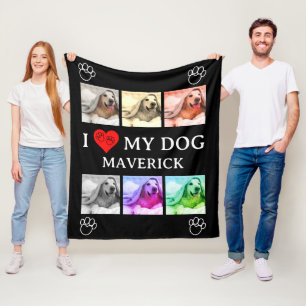 Manta Polar Foto personalizada de arte pop AMO A MI PERRO para