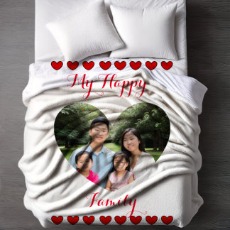 Manta Polar Foto personalizada de marco de corazón familiar fe
