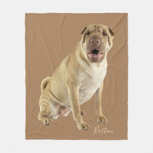 Manta Polar Foto personalizada de perro de Shar Pei (Anverso)