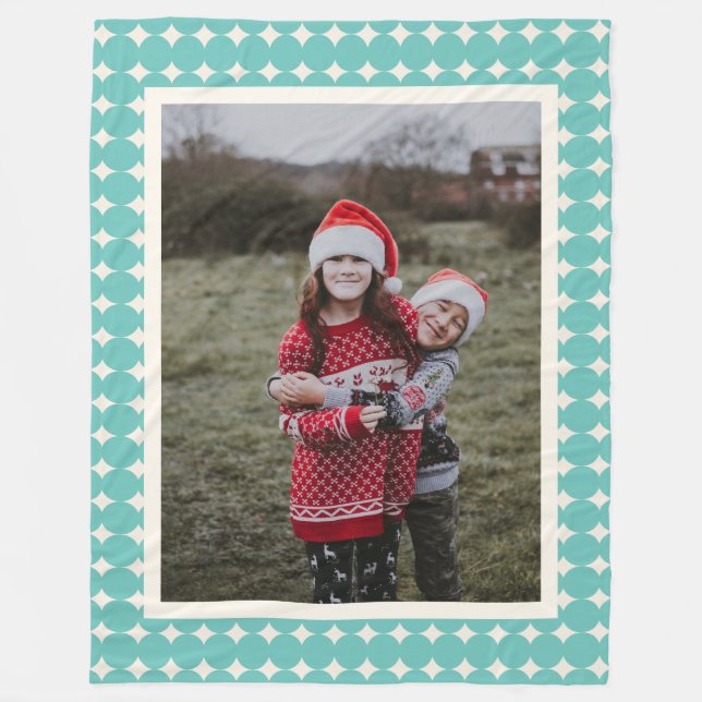 Manta Polar Foto personalizada de puntos geométricos verdes de (Anverso)