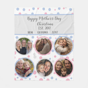 Manta Polar Foto personalizada del Día de la Madre Rosa Pastel
