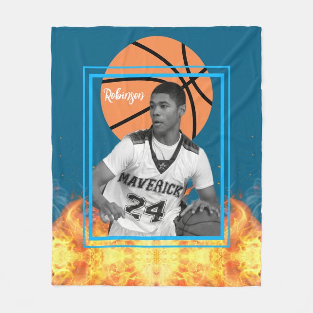 Manta Polar Foto personalizada del jugador de baloncesto (Anverso)