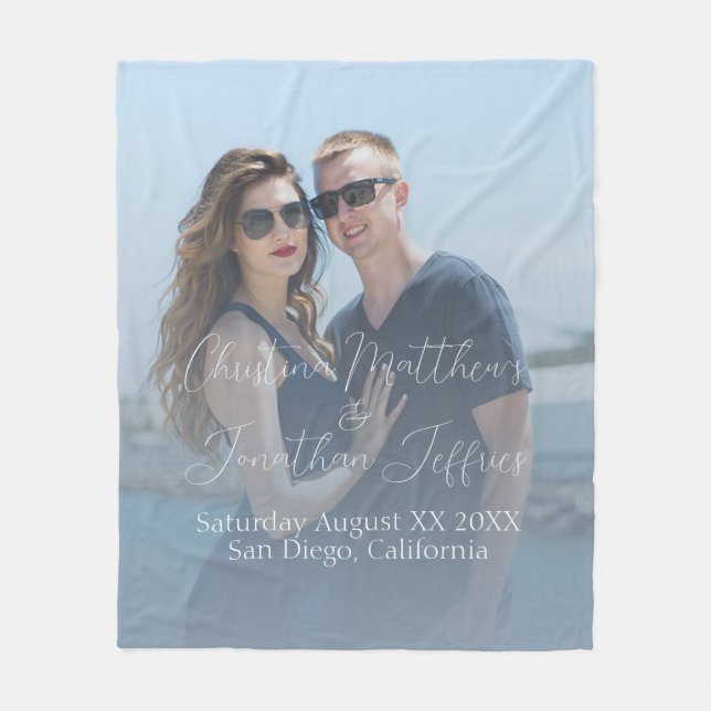 Manta Polar Foto personalizado con el Boda Dusty Blue (Anverso)