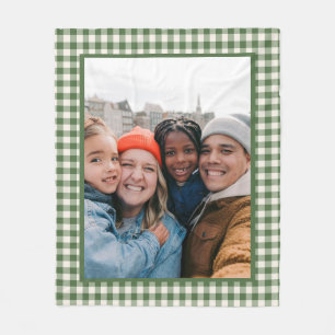 Manta Polar Foto personalizado Green Gingham Plaid Rustic Farm