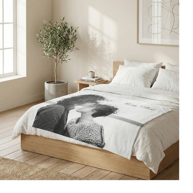 Manta Polar Foto personalizado Nombre de caligrafía Minimalist (Subido por el creador)