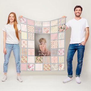 Manta Polar Foto personalizado Patchwork Floral Granny