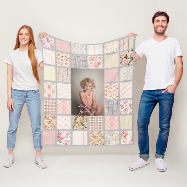 Manta Polar Foto personalizado Patchwork Floral Granny (In situ)