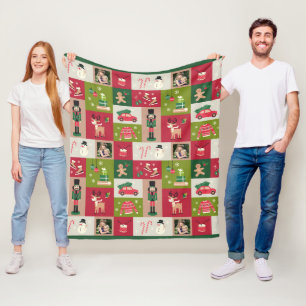 Manta Polar Foto personalizado Patchwork Navidades tradicional