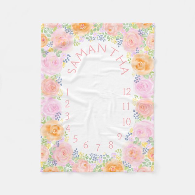 Manta Polar Foto Prop Roses Rosa Agua Flora Bebé (Anverso)