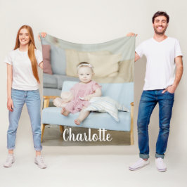 Manta Polar Foto única y texto personalizado