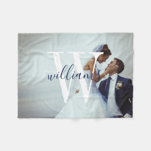 Manta Polar Foto y monograma de casamiento personalizado