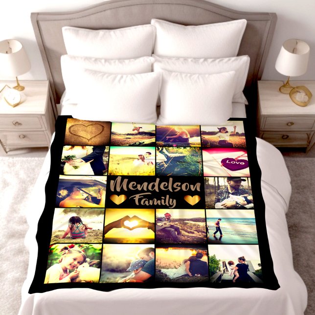 Manta Polar Foto y texto del personalizado (Personalized photo collage blanket with custom text)