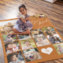 Manta Polar Fotocollage de nombres de familia dar gracias Día