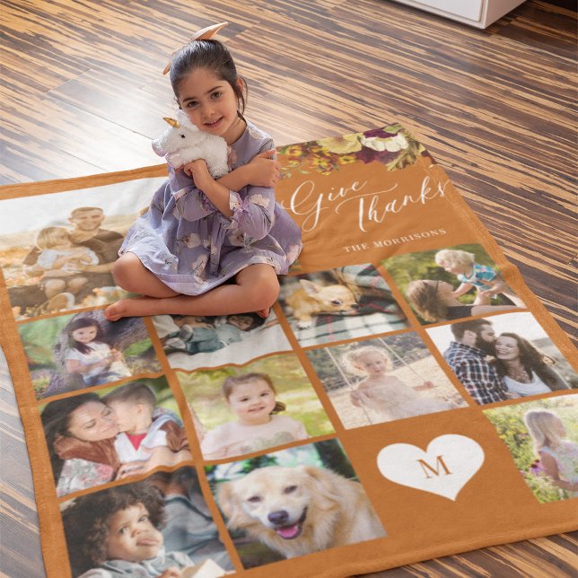 Manta Polar Fotocollage de nombres de familia dar gracias Día  (Subido por el creador)