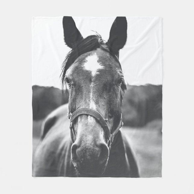 MANTA POLAR FOTOGRAFÍA DE GRAYSCALE DEL CABALLO (Anverso)